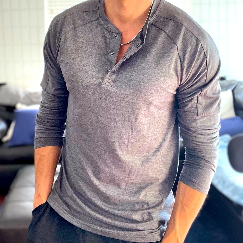Grey Express Long Sleeve Henley Small